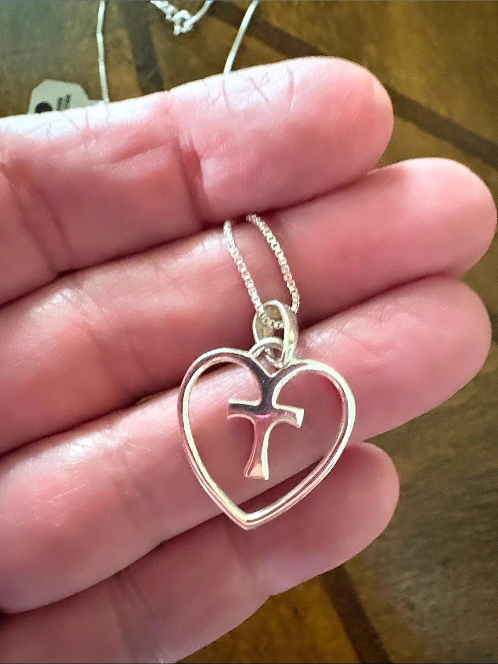 Heart Cross Pendant Necklace in Sterling Silver